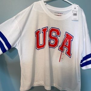 USA red white and blue t-shirt